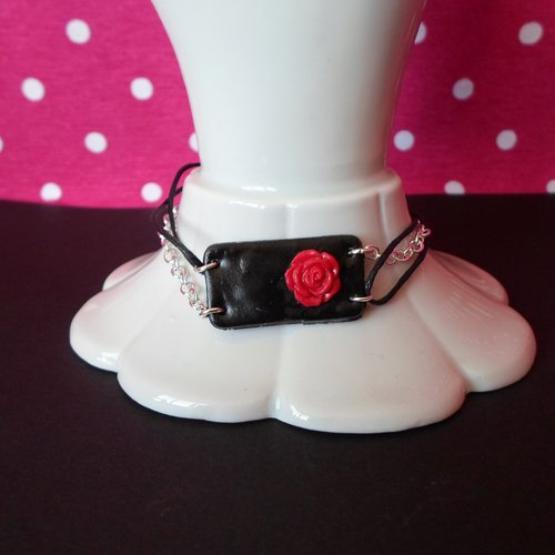 Bracelet plaque de rose