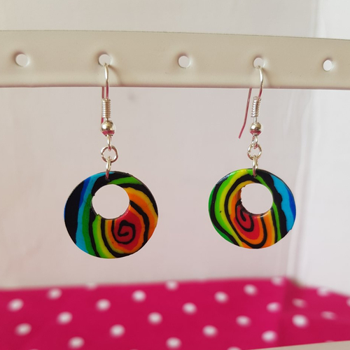 Boucles d'oreilles spirales multicolores