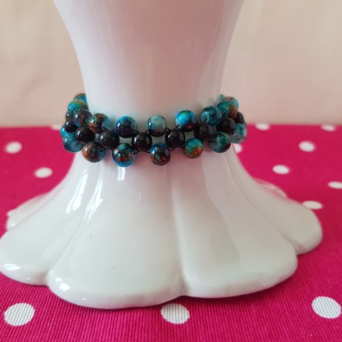 Bracelet de perles marbrées turquoise