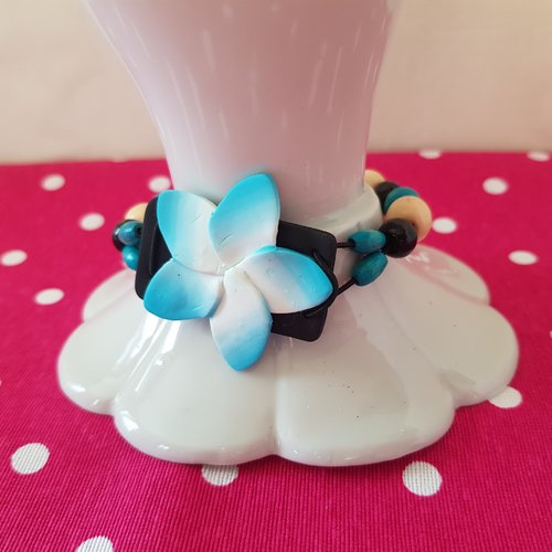 Bracelet fleur de monoï bleue