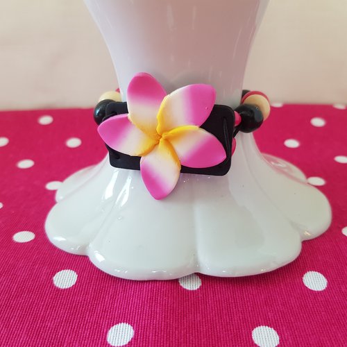 Bracelet fleur de monoî rose et jaune