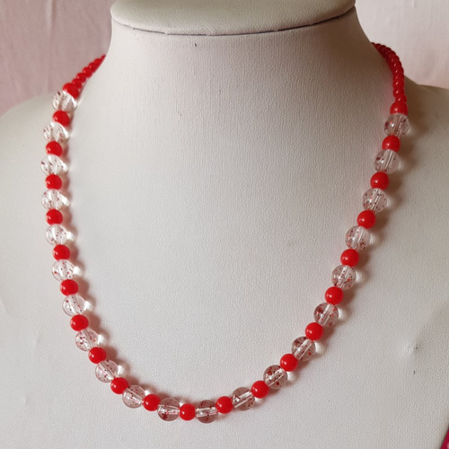 Collier perles pailletées rouge