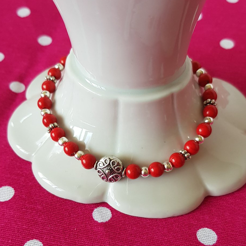 Bracelet perles rouges