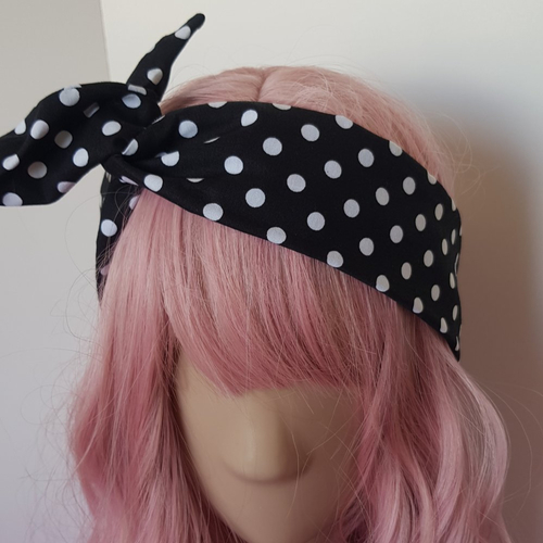 Bandeau à cheveux noir à pois