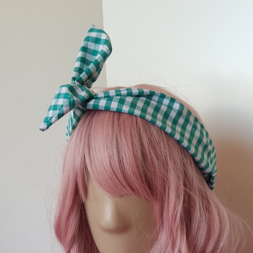 Bandeau à cheveux vichy emeraude