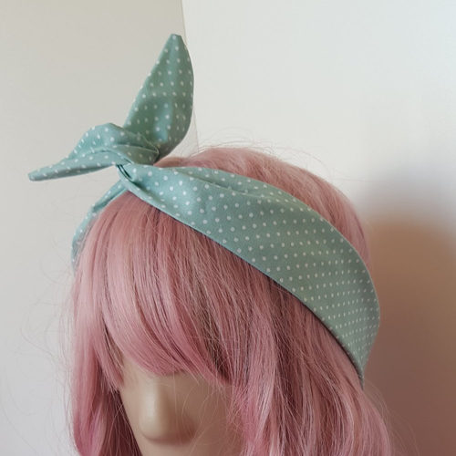 Bandeau à cheveux menthe et petit pois