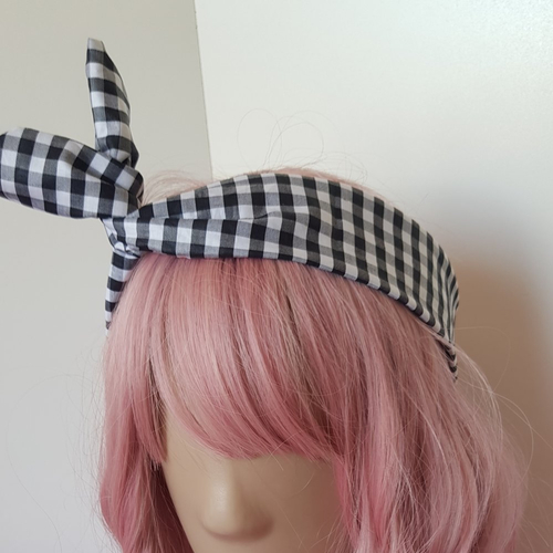 Bandeau à cheveux vichy noir