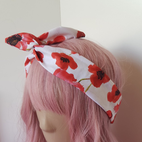 Bandeau à cheveux coquelicots