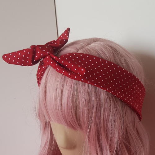 Bandeau à cheveux bordeaux à pois