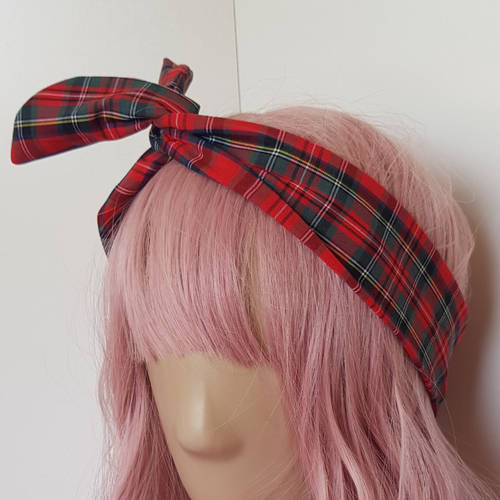 Bandeau à cheveux tartan ecossais