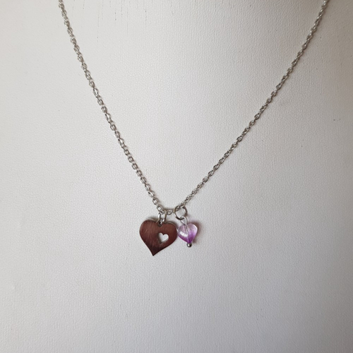 Cllier cœurs mauve