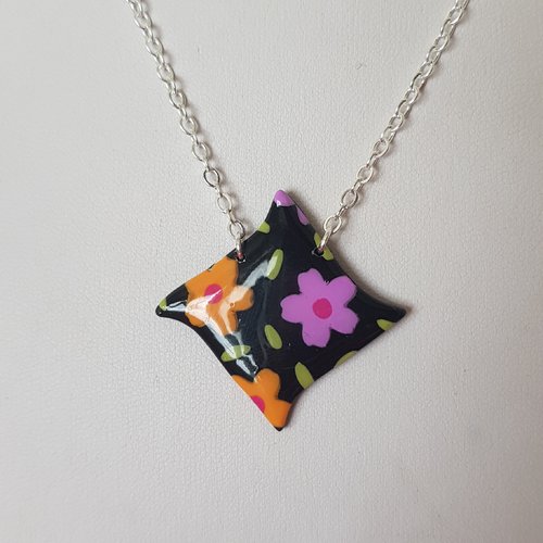Fleurs rose & orange sur fond noir
