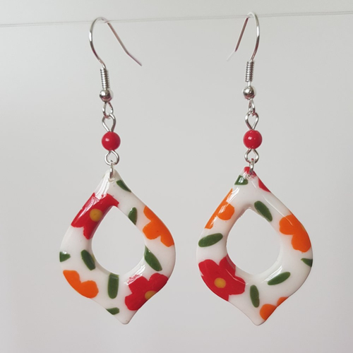 Boucles fleuris rouge et orange