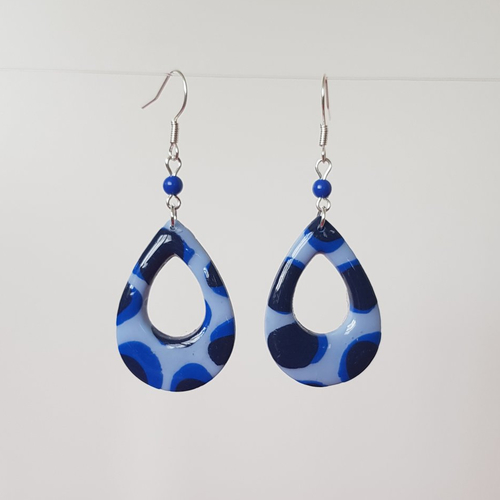 Boucles d'oreilles goutte léopard bleues