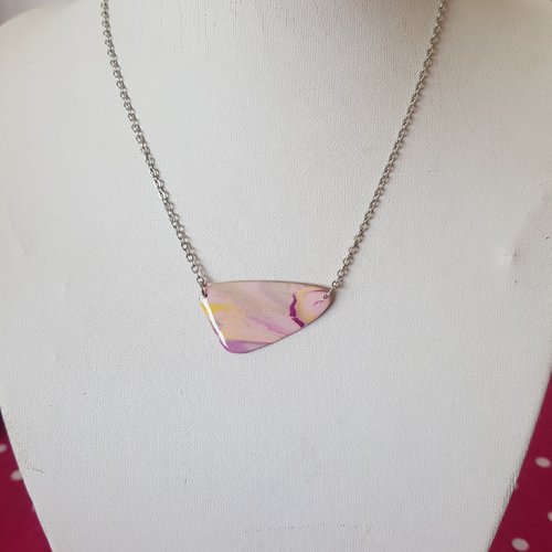 Collier aquarelle rose seventies