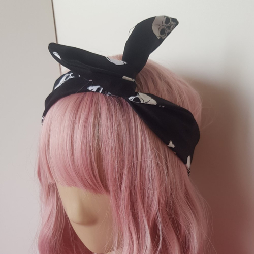Bandeau à cheveux skull noir
