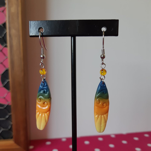 Boucles d'oreilles surf couché de soleil