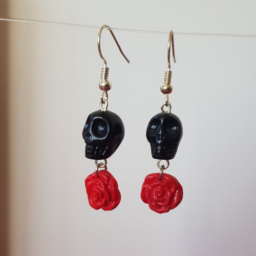 Boucles skulls & little rose noire