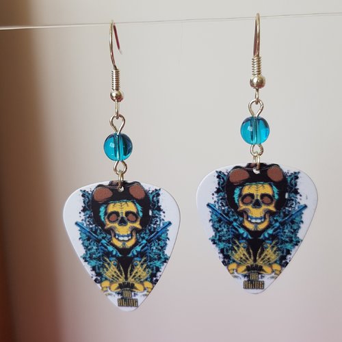 Boucles d'oreilles mediator turquoise