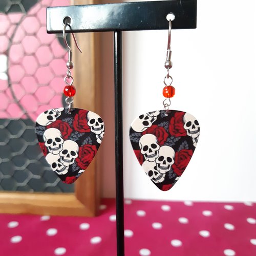 Boucles médiator skull & roses