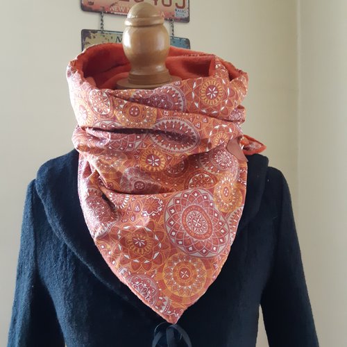 Echarpe polaire mandala rouille