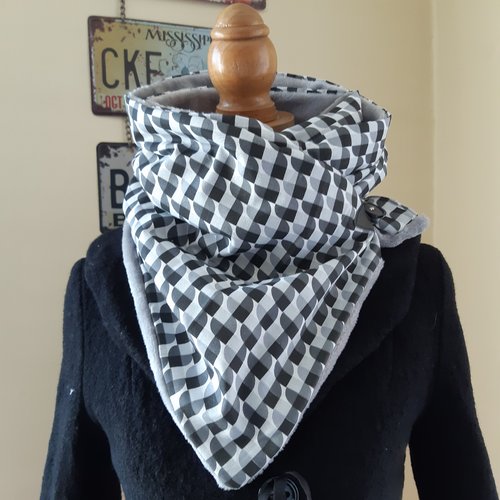 Echarpe motifs seventies gris