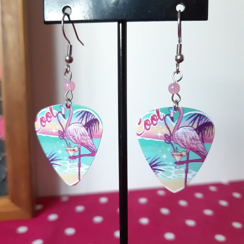 Boucles médiator flamants roses