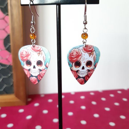 Boucles médiators skulls & flowers