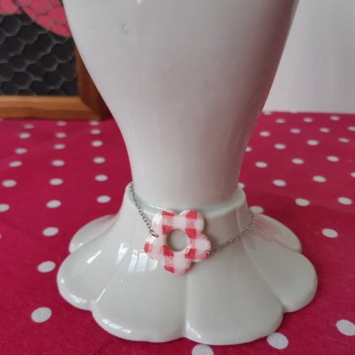 Bracelet fleur vichy