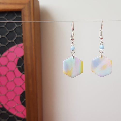 Boucles hexagone pastel