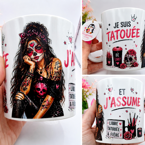 Mug "je suis tatouée et j'assume" version brune