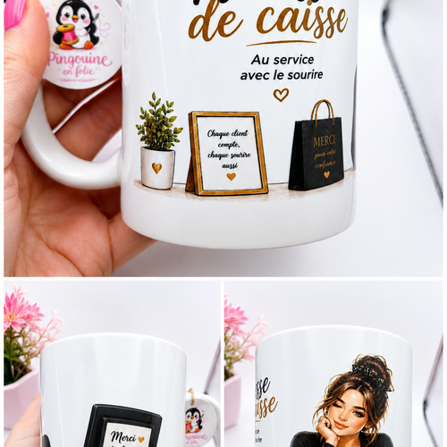 Mug "hôtesse de caisse " version brune