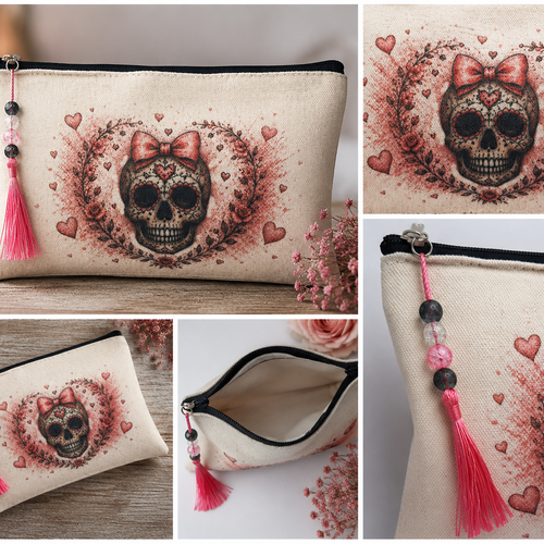 Pochette artisanale inspiration skull