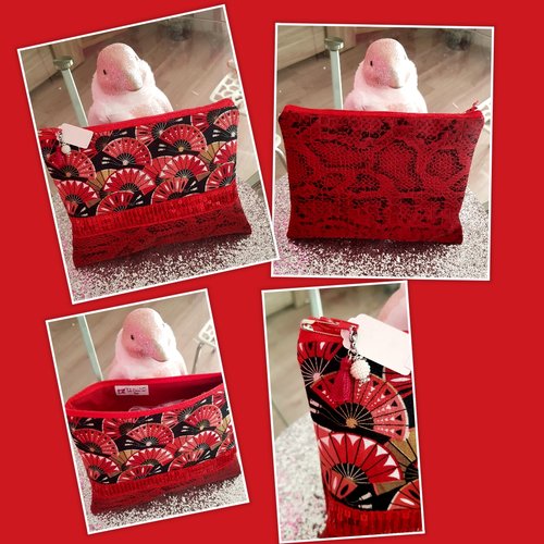 Trousse artisanale en coton et simili cuir