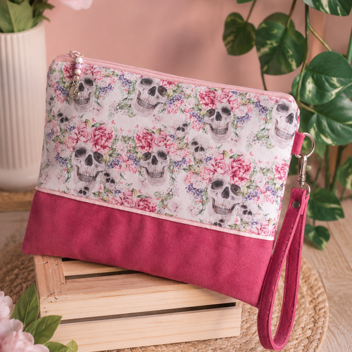 Pochette artisanale en coton et suédine