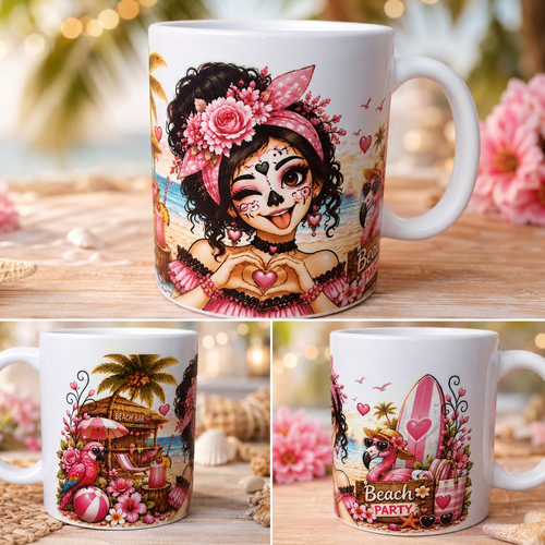Mug catrina « beach party » – création artisanale