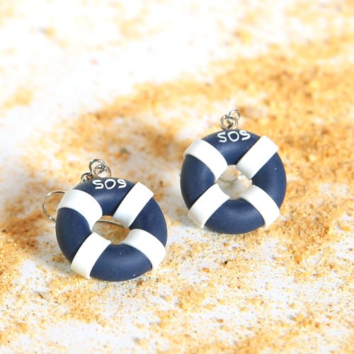 Bouées sos - boucles d'oreille fimo 
