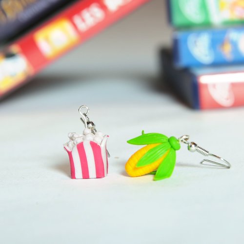 De l'épi de maïs au pop-corn, séance cinéma - boucles d'oreille 