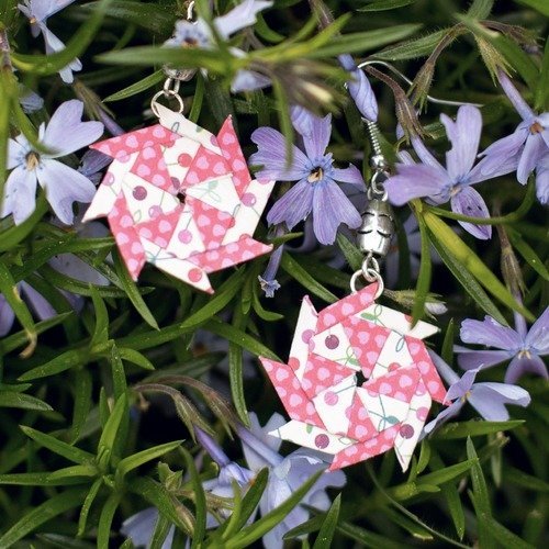 Étoiles en origami - boucles d'oreilles pendantes