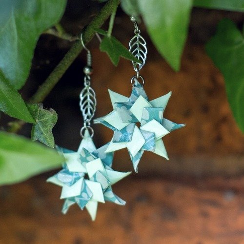 Étoiles en origami - boucles d'oreilles pendantes