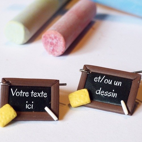 Ardoises à personnaliser, maîtresse d'école  - boucles d'oreilles pendantes