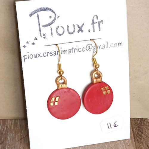 Boules de noël  - boucles d'oreilles