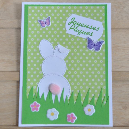 Carte de joyeuses paques en relief "petit lapin"