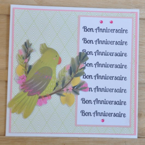 Carte de bon anniversaire "perroquet sur sa branche"