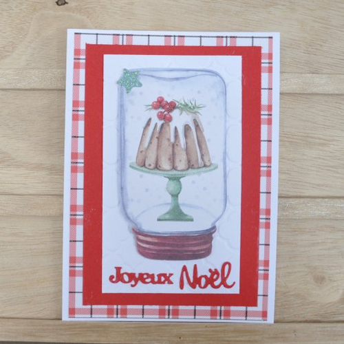Carte double de joyeux noel " christmas pudding"