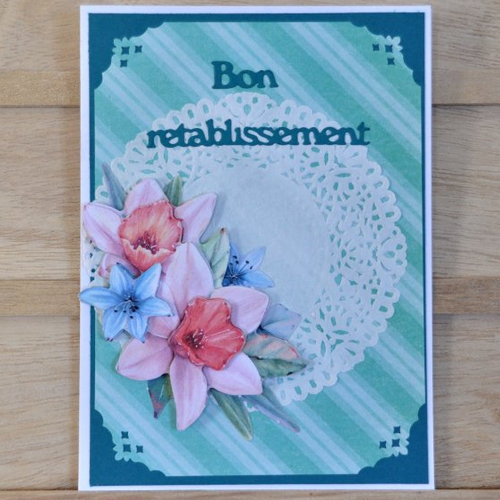 Carte Double De Bon Retablissement En 3d Bouquet De Fleurs Un Grand Marche