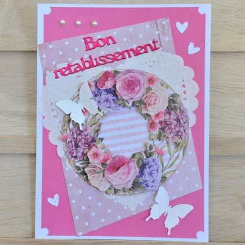 Carte Double De Bon Retablissement Couronne De Fleurs Et Papillons En 3d Un Grand Marche