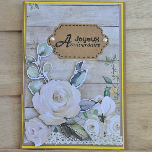 Carte Double D Anniversaire Femme Roses En Relief Un Grand Marche