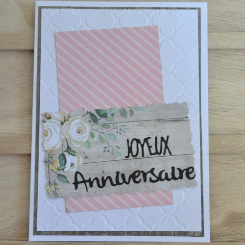 Carte Double De Joyeux Anniversaire Rose Ancienne En Relief Un Grand Marche