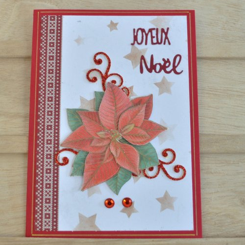 Handmade Joyeux carte de Noël Poinsettia 